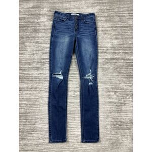 Hollister Jeans Juniors 3 26x31‎ Blue Dark Wash Skinny Button Fly